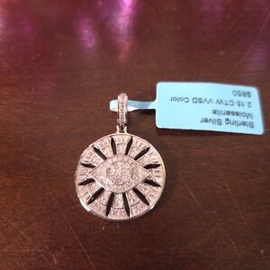 NWT 2.15 CTW Moissanite 925 Sterling Silver Evil Eye Pendant